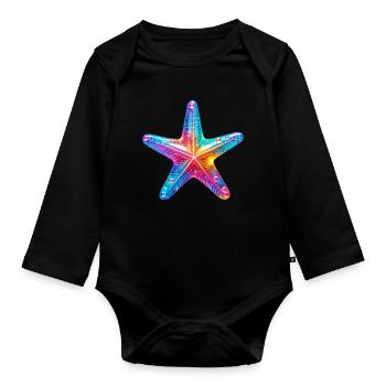 Seestern - Baby Bio-Langarm-Body - Schwarz - Vorne