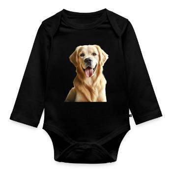 Un Golden Retriever heureux - Body Bébé bio manches longues - noir - Devant