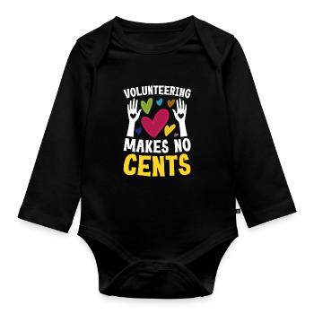 Volunteering Makes No Cents - Baby Bio-Langarm-Body - Schwarz - Vorne