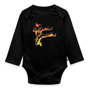 Karatéka vintage - Body Bébé bio manches longues - noir - Devant