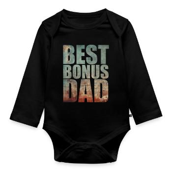 Best Bonus Dad - Organic Longsleeve Baby Bodysuit - black - Front