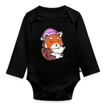 Western Little Panda - Organic Longsleeve Baby Bodysuit - black - Front