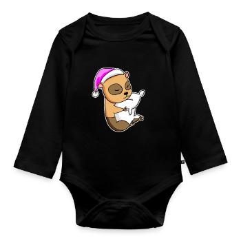 Guinea Pig Tired Sleeping Sleeping Girl - Organic Longsleeve Baby Bodysuit - black - Front