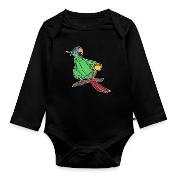 Parrot, Bird, Animal, Pet, Tropical, Zoo Animals - Organic Longsleeve Baby Bodysuit - black - Front