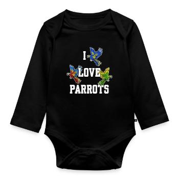 Animal Statement Animal Lover Parrot Birds Zoo - Organic Longsleeve Baby Bodysuit - black - Front