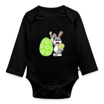 Coloriage de Pâques de Bunny - Body Bébé bio manches longues - noir - Devant