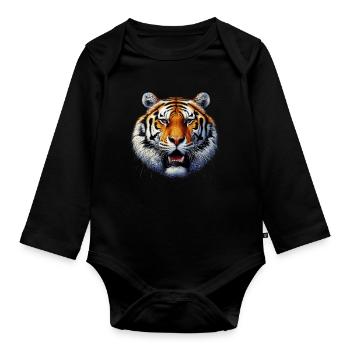 Tiger - Organic Longsleeve Baby Bodysuit - black - Front