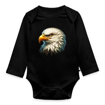 Eagle - Organic Longsleeve Baby Bodysuit - black - Front