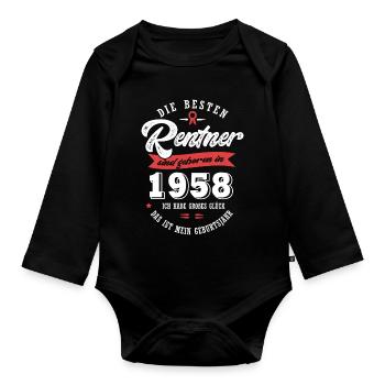 1958 Geburtstag Rentner geboren 1958 - Baby Bio-Langarm-Body - Schwarz - Vorne