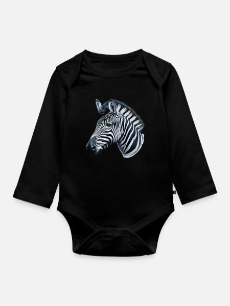 Zebra - Baby Bio-Langarm-Body - Schwarz