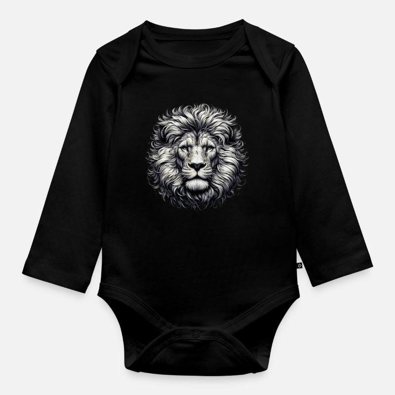 Löwe - Baby Bio-Langarm-Body - Schwarz