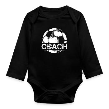 Soccer Coach Coach Ball Symbol used look Club - Organic Longsleeve Baby Bodysuit - black - Front