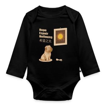 Hund und Tennisball Bild - Baby Bio-Langarm-Body - Schwarz - Vorne
