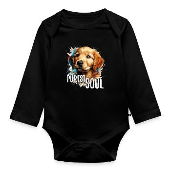 Golden Retriever chiot chiot l’âme la plus pure chien cadeau - Body Bébé bio manches longues - noir - Devant