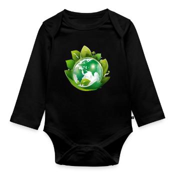 Planet Erde, Mutter Natur - Baby Bio-Langarm-Body - Schwarz - Vorne