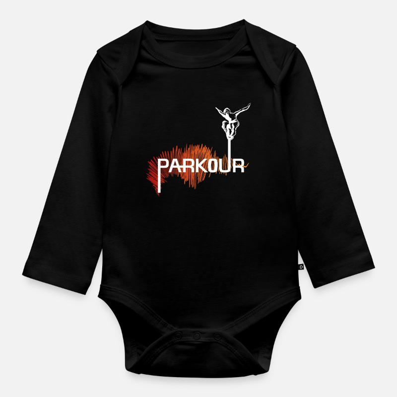Parkour Ninja - couleur-blanc - Body Bébé bio manches longues - noir