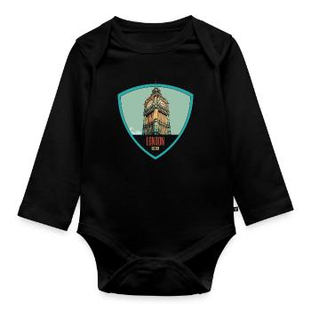 Iconic illustration of the Big Ben Tower - Organic Longsleeve Baby Bodysuit - black - Front