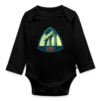 Illustration of Ancient Ruins in Rome - Organic Longsleeve Baby Bodysuit - black - Front