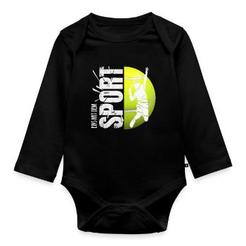 Eins mit dem Sport - Tennis - Baby Bio-Langarm-Body - Schwarz - Vorne