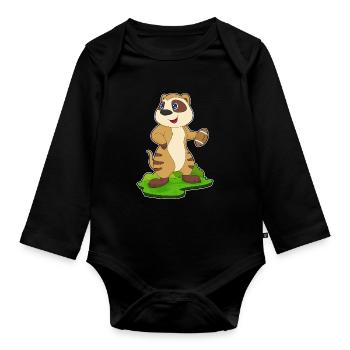 Erdmännchen American Football Sport - Baby Bio-Langarm-Body - Schwarz - Vorne