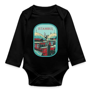 Majestät von Istanbul: Erhabene Moschee - Baby Bio-Langarm-Body - Schwarz - Vorne
