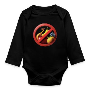 Fruit abstinence with prohibition signs - Organic Longsleeve Baby Bodysuit - black - Front