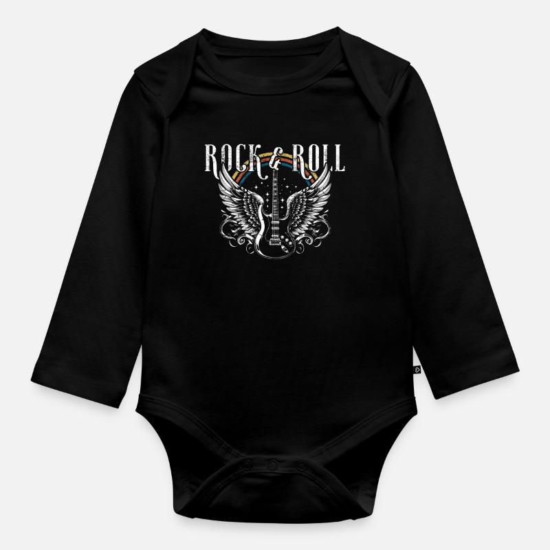 Rock & Roll Guitar - Body Bébé bio manches longues - noir
