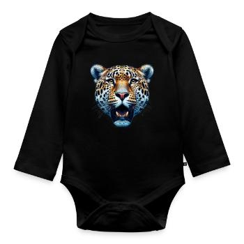 Leopard - Baby Bio-Langarm-Body - Schwarz - Vorne