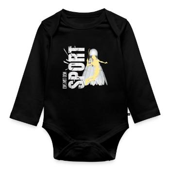 Eins mit dem Sport - Badminton - Baby Bio-Langarm-Body - Schwarz - Vorne