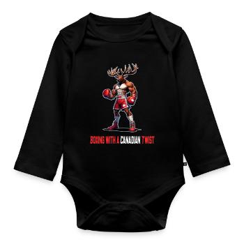 Kanada Elch Box Design - Baby Bio-Langarm-Body - Schwarz - Vorne
