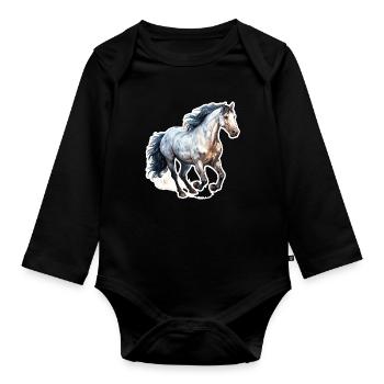 Wildpferd - Baby Bio-Langarm-Body - Schwarz - Vorne