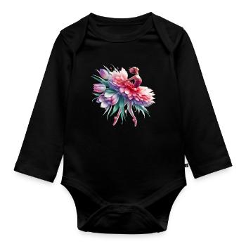 Balletttänzerin mit Tutu - Baby Bio-Langarm-Body - Schwarz - Vorne