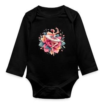 Balletttänzerin mit Tutu - Baby Bio-Langarm-Body - Schwarz - Vorne