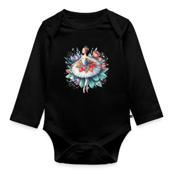 Balletttänzerin mit Tutu - Baby Bio-Langarm-Body - Schwarz - Vorne