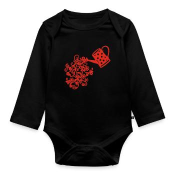 The return of spring (red) - Organic Longsleeve Baby Bodysuit - black - Front