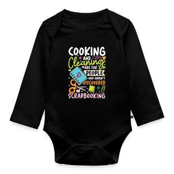 Cooking And Cleaning Discovered Scrapbooking - Baby Bio-Langarm-Body - Schwarz - Vorne