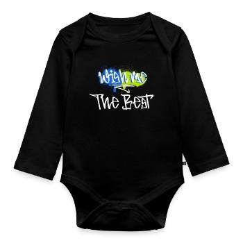 Wish me the Best motivation message - Body Bébé bio manches longues - noir - Devant