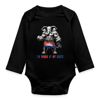 Je suis fier de mes itinéraires au Cambodge - Body Bébé bio manches longues - noir - Devant