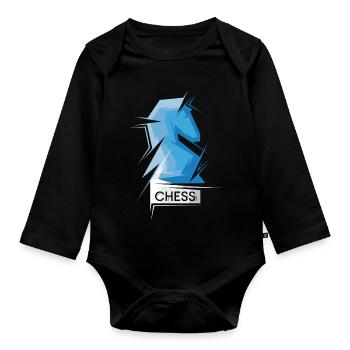 Schach Pferd Origami abstrakt Symbol Illustration - Baby Bio-Langarm-Body - Schwarz - Vorne