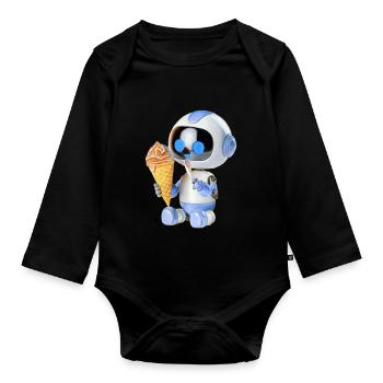 Crème glacée robot - Body Bébé bio manches longues - noir - Devant