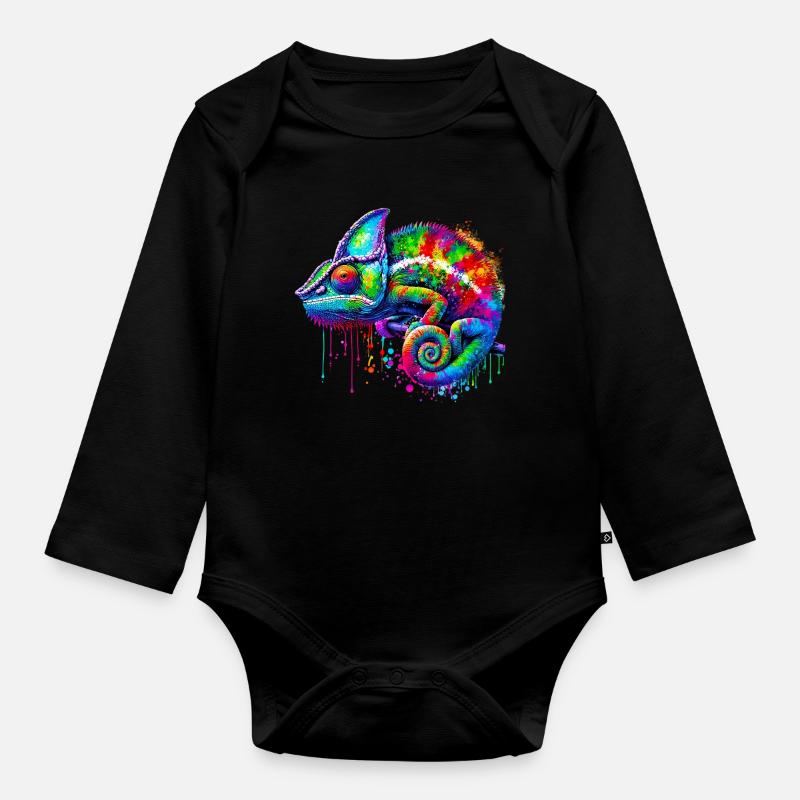 Chamäleon - Baby Bio-Langarm-Body - Schwarz