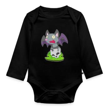 Chauve-souris Halloween crâne - Body Bébé bio manches longues - noir - Devant