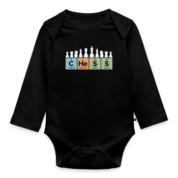 retro Schach Periodensystem coole Sprüche vintage - Baby Bio-Langarm-Body - Schwarz - Vorne