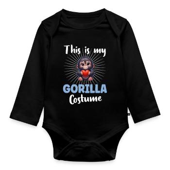 Gorilla Affe - Baby Bio-Langarm-Body - Schwarz - Vorne