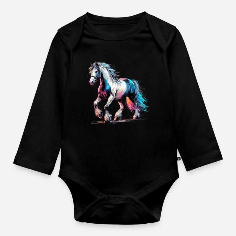 Cheval - Body Bébé bio manches longues - noir