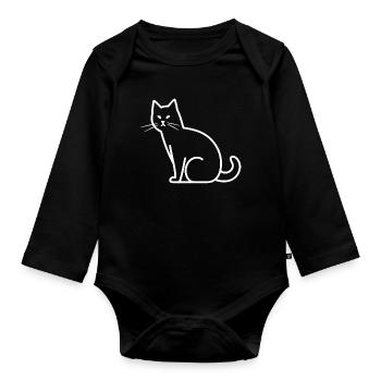 Croquis de chat - Body Bébé bio manches longues - noir - Devant
