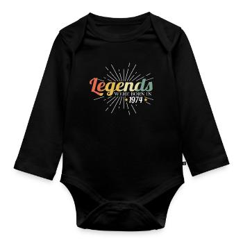 1974 Geburtstag Sprüche Legende Retro - Baby Bio-Langarm-Body - Schwarz - Vorne