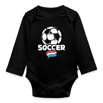 Icône de l’équipe de football des Pays-Bas Flag Soccer Ball - Body Bébé bio manches longues - noir - Devant