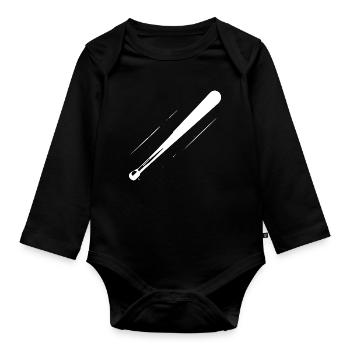 Baseball Bat Drawing - Organic Longsleeve Baby Bodysuit - black - Front