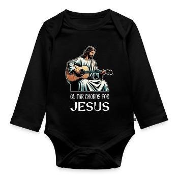 guitar chords for Jesus Christ music - Organic Longsleeve Baby Bodysuit - black - Front